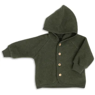 Engel - Wollfleece-Kapuzenjacke HOLZKNÖPFE in schilf melange, Gr.50/56