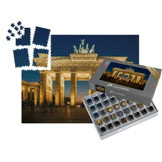 puzzleYOU: SMART Sorted® | Puzzle 1000 Teile leicht gemacht „Das beleuchtete Brandenburger Tor in Berlin“ – aus der Puzzle-Kollektion Berlin, Deutsche Städte
