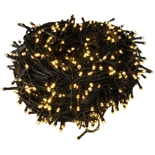 kamelshopping LED-Lichterkette 1000 LED XXL Lichterkette für außen und innen, strombetrieben, 8 Leuchtfunktionen, Timer, schwarzes Kabel, Weihnachtsbeleuchtung 85 m