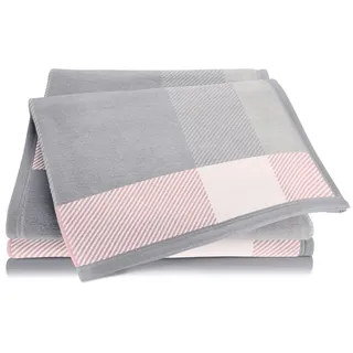 Wohndecke Check rosa, karierte Kuscheldecke in 150x200, Decke aus Baumwoll-Mix, Biederlack, Made in Germany grau|rosa