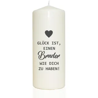WB wohn trends Spruchkerze, Glück ist einen Bruder wie Dich zu haben, 20cm, 765g d8cm, Kerze mit Spruch, Brenndauer ca 70 Std