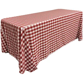 LA Linen Tischdecke, kariert, rechteckig, 229 x 335 cm, Rot/Weiß