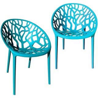 TRISENS Gartenstuhl Kunststoff Stapelstuhl Bistrostuhl Küchenstuhl Stuhl Stapelbar, Farbe:Blau, Menge:2 St.