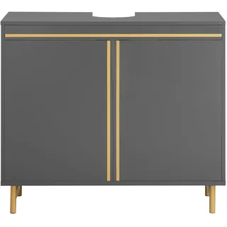 SoBuy Waschbeckenunterschrank aus Metall und Holz Grau 75 cm BZR129-HG