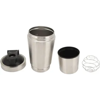 Protein-shaker Aus Edelstahl Mit Integrierter Waage, Tragbarer Becher Mit Metall-schneebesen Zum Anrühren Von Pre-workout-mixgetränken, Silberfarben, 600 Ml