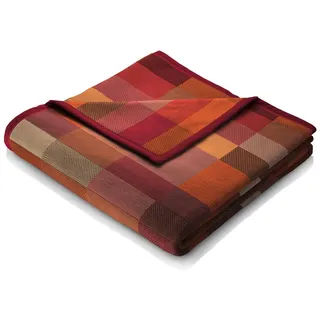 Wohndecke Color Squares Terra, orange-rot karierte Sofadecke in 150x200, Biederlack, Decke aus Baumwollmix, Made in Germany bunt