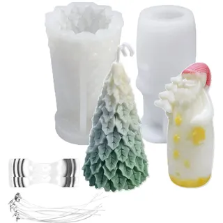 Kerzenform Set,Kerzengießform Silikon,Silikonform Kerze,Weihnachten Kerzenform Kit,Gießen Formen Kerzendocht Set, zum Gießen als Heimdekorationen,Bastel Ornamente,DIY Duftkerze,Seife