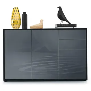 Vladon 117 x 74 x 36 cm Schwarz matt / Grau Hochglanz