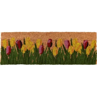 Fußmatte, Rivanto, Türmatte mit Tulpen-Motiv aus Kokosfasern, L25.5 x B75.5 cm 2 cm Dick bunt