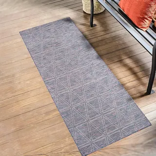 payé Outdoor Teppich Wetterfest Läufer - Blau-Pink - 80x150cm - Geometrische Muster - Küche Badezimmer Balkon Garten Terrassenteppich Camping Wohnzimmer Teppiche