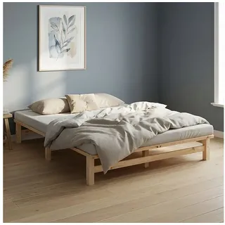 Homestyle4u Holzbett 160 x 200 cm Natur Braun