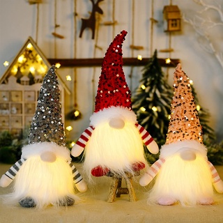 3 StüCk Weihnachtswichtel Beleuchtet,Weihnachten Deko Wichtel GNOME Puppe,Santa Claus Figur Gesichtslose Schwedisch Tomte Wichtel Bastelset,Weihnachtsmann Figur Plüsch,Party Weihnachts Deko Spielzeug