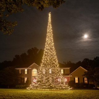 Fairybell LED-Weihnachtsbaum im Fahnenmast für den Außenbereich - 12 Meter - 4000 Warmweiße LEDs - Geeignet für vorhandene Fahnenmasten