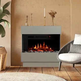 Noble Flame LIMA Standkamin [moderner Design Elektrokamin]: Seidengrau - ohne Steine