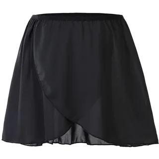 boruizhen Ballett Wickelrock Tanz Rock Chiffon Ballettrock Mädchen Mit Dehnbarem Taillenband für Kinder und Damen Schwarz M - 6-11 Jahre