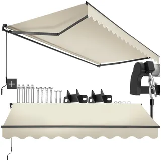 tectake® Gelenkmarkise, Markise ausziehbar mit Gelenkarm, Sonnenmarkise mit Wandhalterung, Sichtschutz Garten, Sonnenschutz Balkon, Markisen für Terrasse, Fenstermarkise - beige, 300 x 250 cm