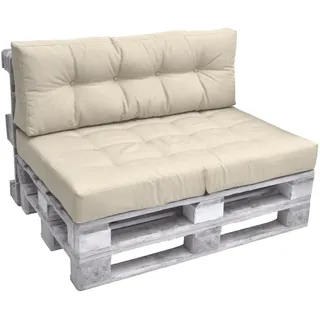 Beautissu Palettenkissen 120 x 80 x 15 cm beige 2-tlg.