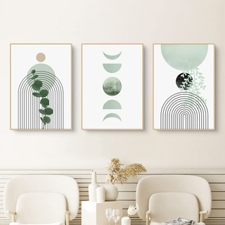 EXQULEG 3 Poster Set Grün Natur Pflanzen,Wanddeko Wohnzimmer & Schlafzimmer, Badezimmer Wandbilder ohne Bilderrahmen (B,40x50cm)