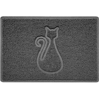 Nicoman Katze Geprägt Fußmatte, Schmutzfangmatte, Waschbar, Dunkelgrau (Drainage Offen), Klein (60x40cm)