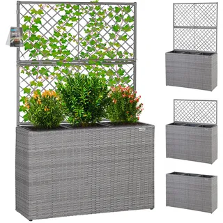 CASARIA Blumenkasten 3 Innentöpfe Polyrattan Grau
