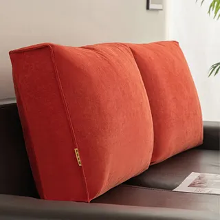EXZFW RüCkenkissen Bett/Sofa, Keilkissen Sofa, Lesekissen für Bett und Sofa, Bettkissen RüCkenlehne Bett, Rücken Kissen,RüCkenpolster Bett Sitzkissen,Couchkissen Reading Pillow,Rot,80x40x12cm (1 pc)