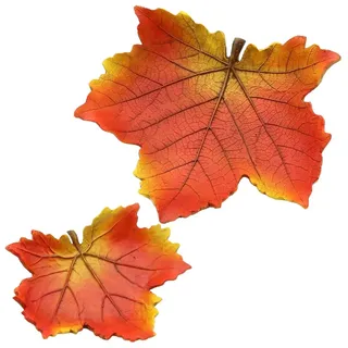 Dekohelden24 Herbstblatt - Herbstschale - Dekoschale in Blattform als 2er Set, Maße L/B/H je Schale 25 x 13 x 7 und 17 x 18,5 x 4,5 cm
