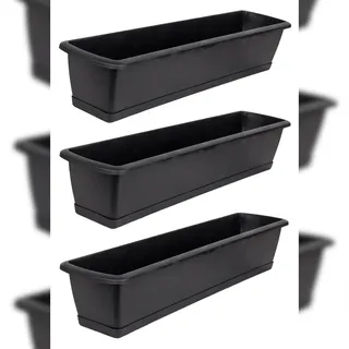 BigDean Blumenkasten 60 x 15 x 12 cm Schwarz