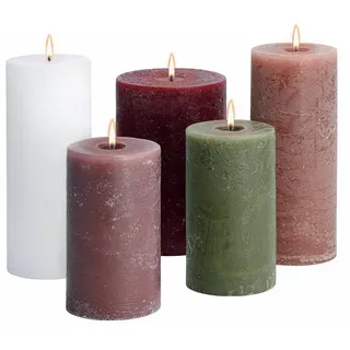 Mirabeau Stumpenkerze Kerze 5er Set Panagra creme/rosa/grün beige|grün|rosa