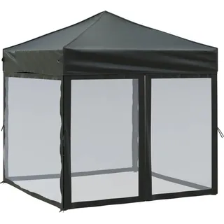 vidaXL Partyzelt Faltbar mit Seitenwänden Gartenzelt Festzelt Pavillon Zelt Gartenpavillon Gazebo Gartenlaube Bierzelt Faltzelt Camping Weiß 2x2 m