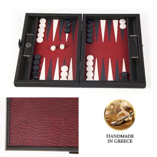 Leatherette Bordeaux Red Backgammon - 30x20cm - Dark Grey & Ice White  Spitzenqualität