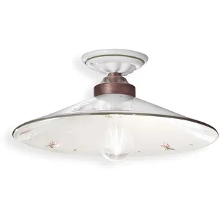 Ferroluce Retrò Deckenleuchte, 1 Licht aus Keramik, Farbe: Schwarz, Kupfer, Durchmesser: 30 cm, C058 Asti