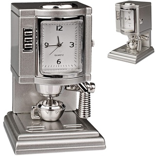 alles-meine.de GmbH kleine - Tischuhr/Miniatur - Uhr - Kaffemaschine - Kaffeeautomat/Küchenmaschine - aus Metall - 6,9 cm - batteriebetrieben - Analog - Batterie - Silber - g..