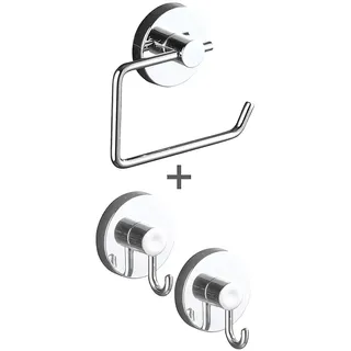 Wenko Vacuum-Loc® Toilettenpapierhalter Mod. Milazzo & Haken, 3-tlg., Befestigung ohne Bohren