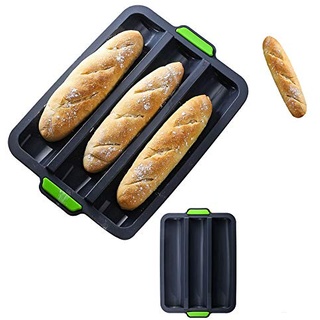 CHAWHO Baguette Backform Silikon Baguette Backblech Antihaft - Brot Silikon Backform, Baguetteblech für backt French-Bread, Breadstick und Brötchen, 34x24cm