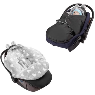 millybo Fußsack Baby Einschlagdecke für Winter geeignet für Kinderwagen Babyschale Babybett Autositz Buggy (605.021 Nylon Graphite- Minky grau (Herz weiß))