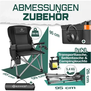 Kesser Campingstuhl faltbar Gepolstert Schwarz