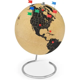 FeinKnick Globus aus Kork [33cm groß] zum Pinnen – Drehbarer Korkglobus | Stilvolle Weltkugel mit 104 Pins als Geschenkidee – Weltkarte Kork Globus groß – Cork Globe mit Pin als Geschenk zur Hochzeit