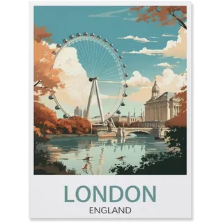 BEAYODKP Malen nach Zahlen,London, England, Riesenrad,Kit für Erwachsene Kinder Anfänger DIY Leinwand Malen nach Zahlen für Kein Rahmen(30x40cm)-Q64
