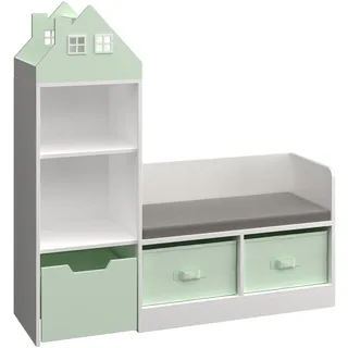 [en.casa] Sitzbank Vipsali Mintgrün/Weiß 100 x 99 x 30 cm