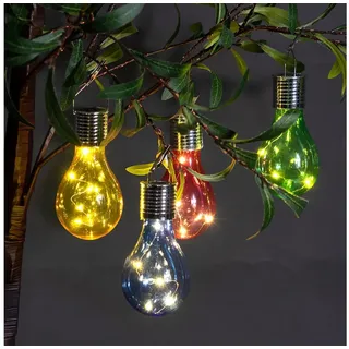 casativo Lichterkette Solar LED 4er Set Ø 7,5 x H 15 cm Dämmerungssensor mehrfarbig