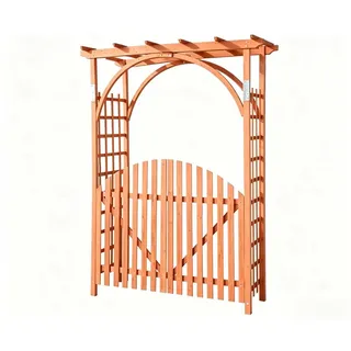 COSTWAY Rosenbogen, Gartenbogen mit Tür, Torbogen Garten mit Hängedach