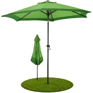 Ondis24 Marktschirm 2,5 Meter Sonnenschutz Sonnenschirm 250 cm rund mit Kurbel, Knick-Gelenk, UV 50, zweifarbig (Braun) - 250 x 232 cm