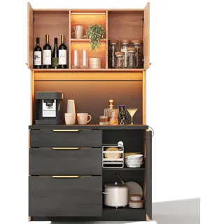 modfu Hochschrank Küche 100 x 40 x 180 cm Schwarz
