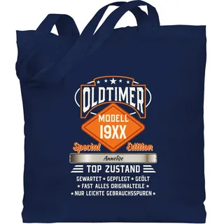 Baumwolltasche - 80. Geburtstag - Oldtimer Special Vintage 1946 - Name - Retro Look zum Achtzigsten - Unisize - Navy Blau - für herrn personalisierte geschenke 80 tasche herren 80.jahre jährigen - Einheitsgröße