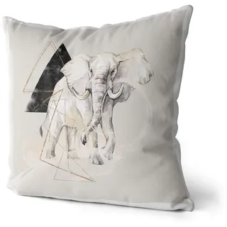 Sinus Art Dekokissen Kissen Dekokissen Kuschelig Eauzone Aquarell Elefant Pastelltöne Dekorativ Schön Weich weiß