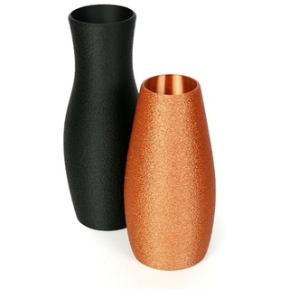 Kreative Feder Dekovase Designer Vasen-Set – Dekorative Blumenvasen aus Bio-Kunststoff (Set, Set bestehend aus 2 Vasen), aus nachwachsenden Rohstoffen; wasserdicht & bruchsicher orange|schwarz