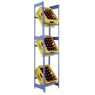 Simonrack Simonbottle Metall-Getränkekistenregal Bottleclick  (L x B x H: 30 x 40 x 180 cm, Traglast: 100 kg/Boden, Anzahl Böden: 3 Stk., Blau)