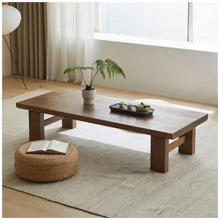 PetterShop Japanischer Bodentisch, Vintage Teetisch Niedriger Tisch, rechteckiger Stil Tatami Tisch oder Sitzen auf dem Boden Akzent Möbel (Color : B, S : 140x60x38cm)