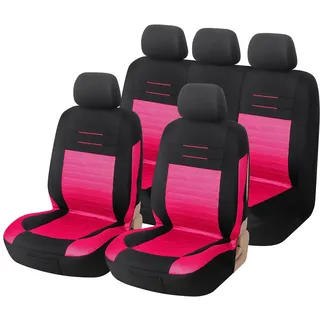 Upgrade4cars Autositzbezüge Pink Rosa Schwarz Komplettset Universal | Auto-Schonbezüge für Vordersitze & Rückbank | passend für die meisten Fahrzeuge | für Sommer & Winter