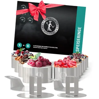 Ess-Nische® Dessertringe 8cm + 10cm Burgerringe - Ideales Grill-Zubehör als Burger Presse beim BBQ oder als Törtchenform für eine Mini Kuchenform rund - Brötchen Backform